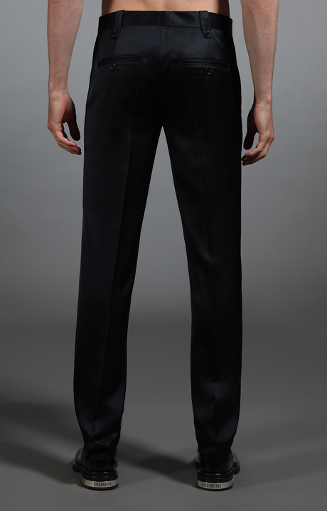 Men's navy satin trousers, NAVY, hi-res-1