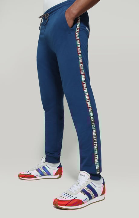 Men's sweatpants with hexagonal print, BLUE Men's sweatpants with hexagonal print, BLUE, hi-res-1