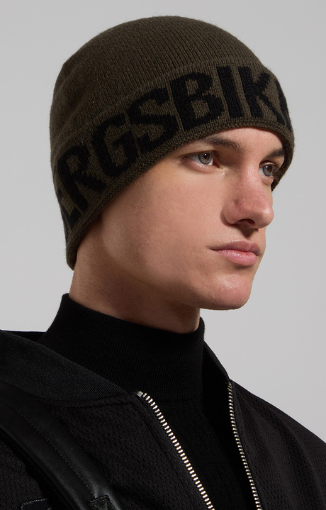 Men's winter hat with logo, GREEN, hi-res-1