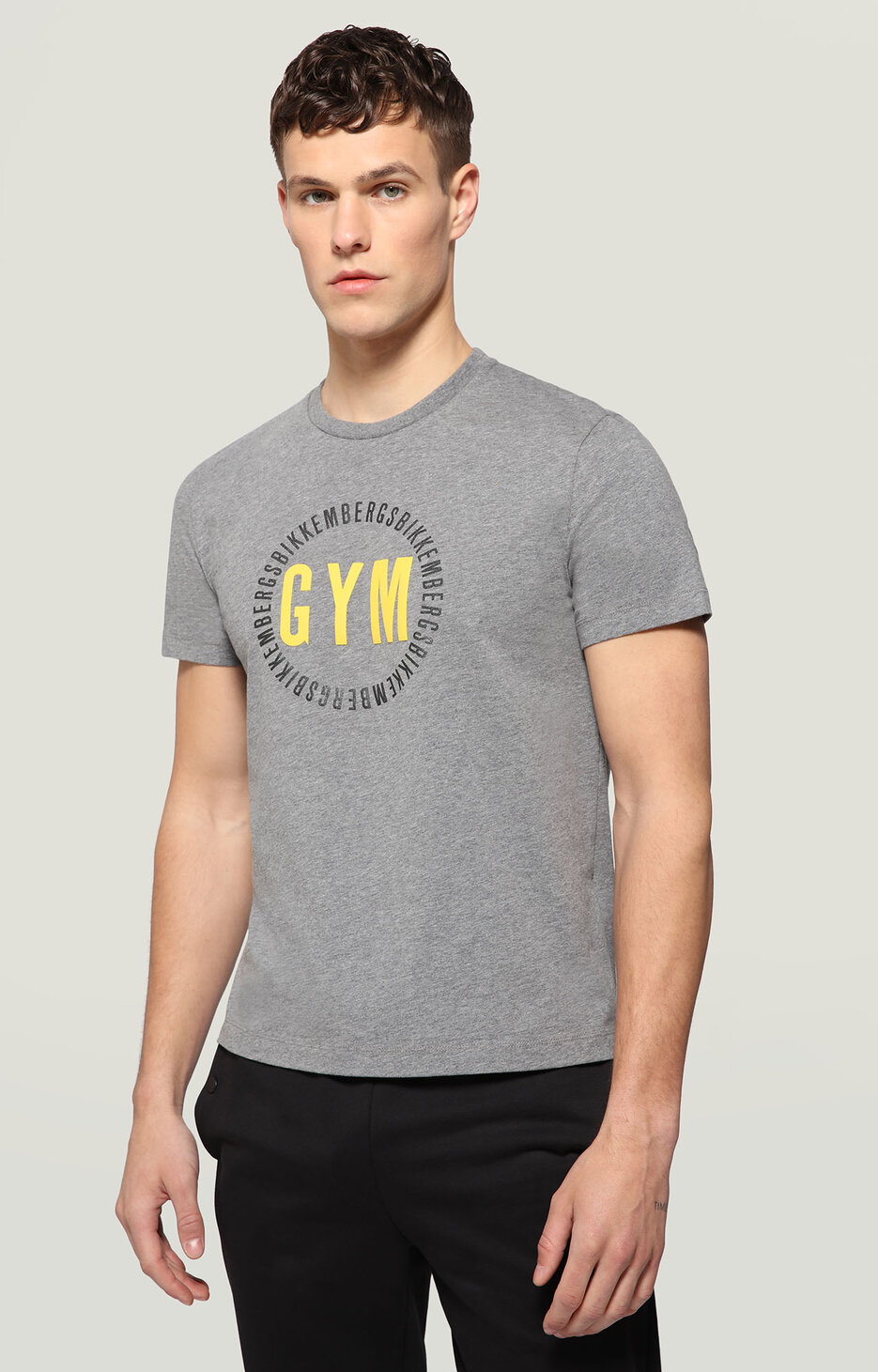 Men's T-shirt with GYM print, DARK GREY MELANGE Men's T-shirt with GYM print, DARK GREY MELANGE, hi-res-1