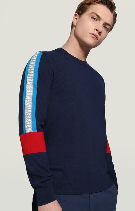 bikkembergs Men's Blue knitwear with intarsia logo