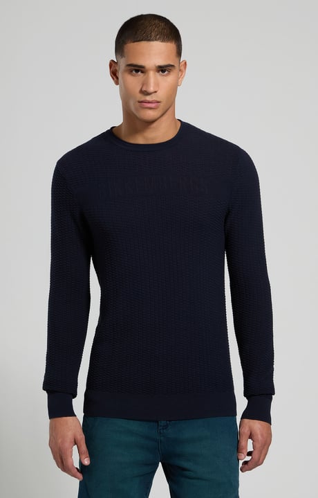 Men's textured knit pullover, BLACK IRIS, hi-res-1