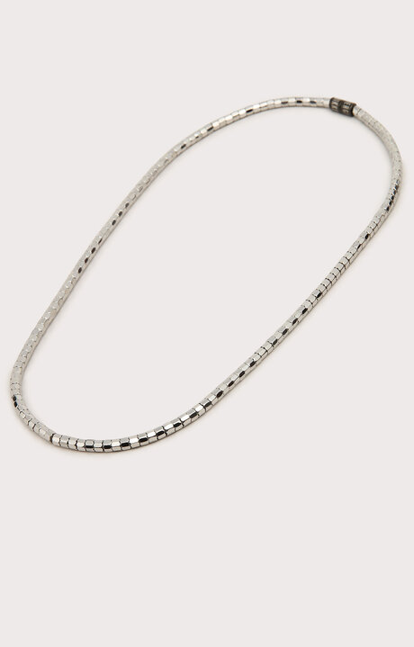 bikkembergs Men's Grey steel necklace with hexagonal beads