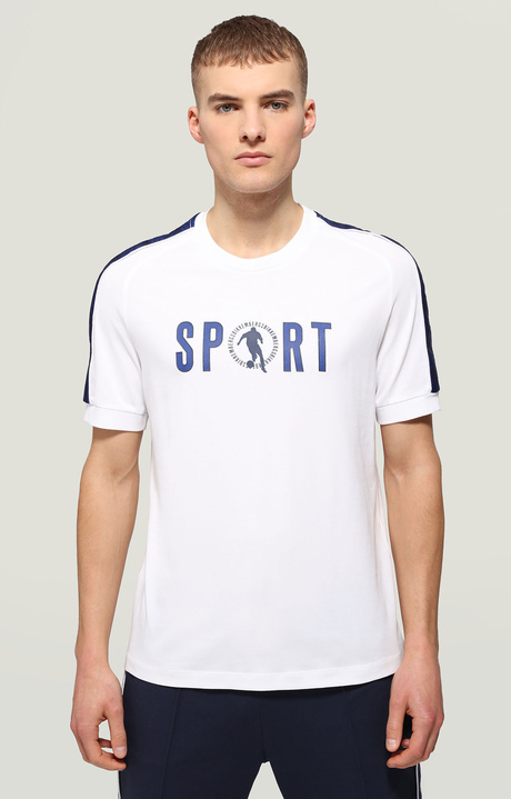 Men's T-shirt with soccer player print, OPTICAL WHITE, hi-res-1