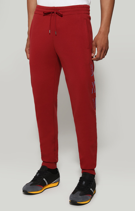 Pantaloni tuta uomo in felpa diagonale, RED, hi-res-1
