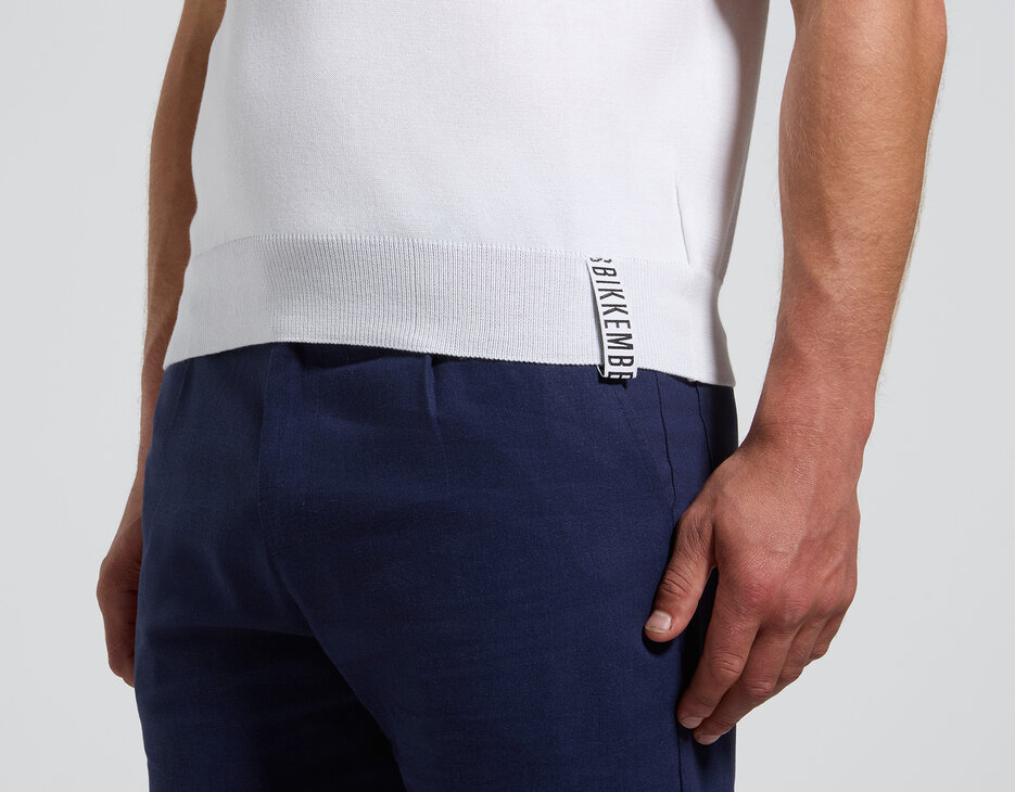 Men's knit polo shirt with insert panel, WHITE, hi-res-1