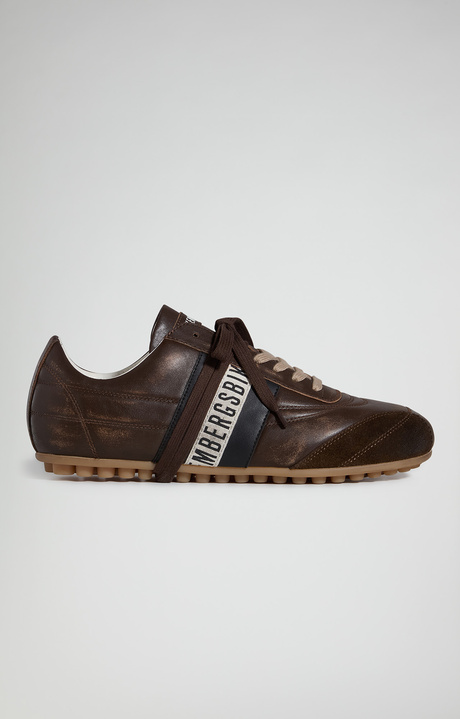 Men's Soccer M distressed leather sneakers, CACAO, hi-res-1