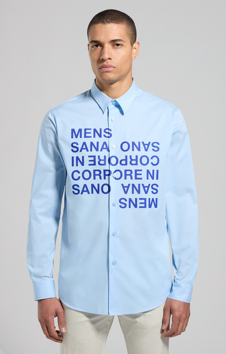 Men's shirt with motivational print, SILVER LAKE BLUE, hi-res-1