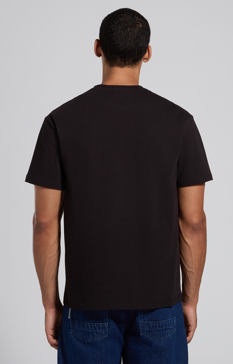 Men's black cotton T-shirt with printed patch, BLACK, hi-res-1