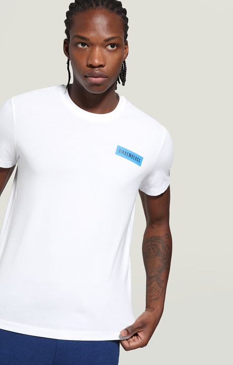 Men's T-shirt with label print, OPTICAL WHITE, hi-res-1