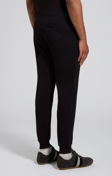 Men's black cotton sweatpants with tonal print, BLACK, hi-res-1