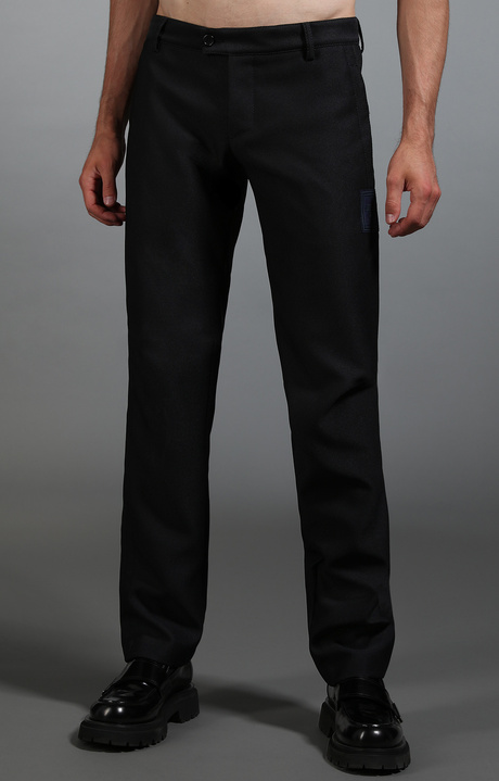 Men's trousers in navy blue fabric, NAVY, hi-res-1