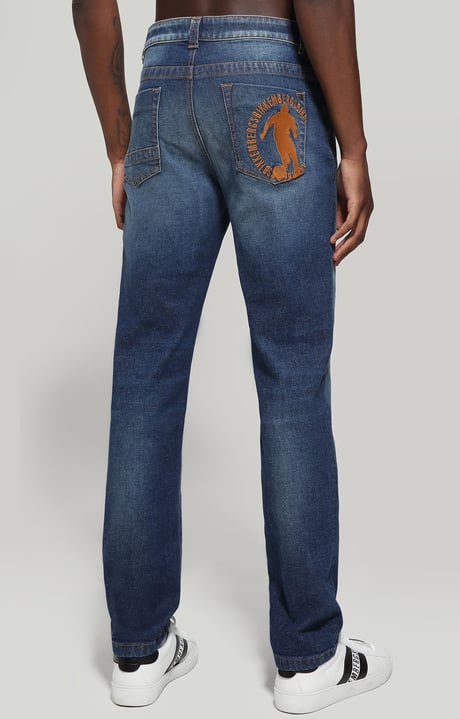 Men's jeans - regular fit with decorated pockets, BLUE DENIM, hi-res-1