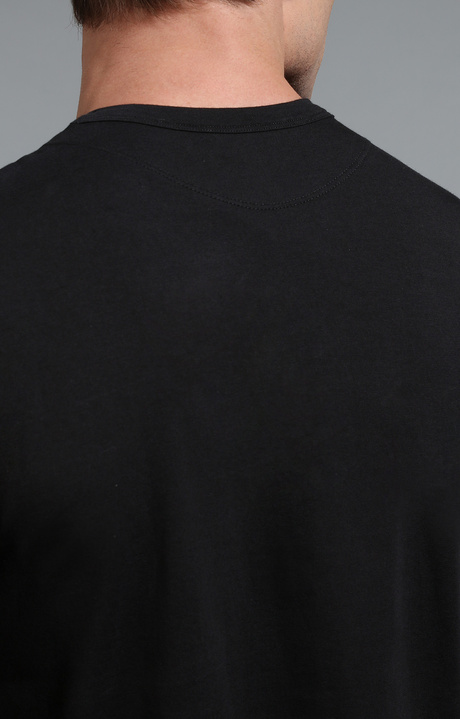 T-shirt uomo nera in cotone, BLACK, hi-res-1