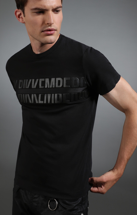 Men's black cotton t-shirt, BLACK, hi-res-1