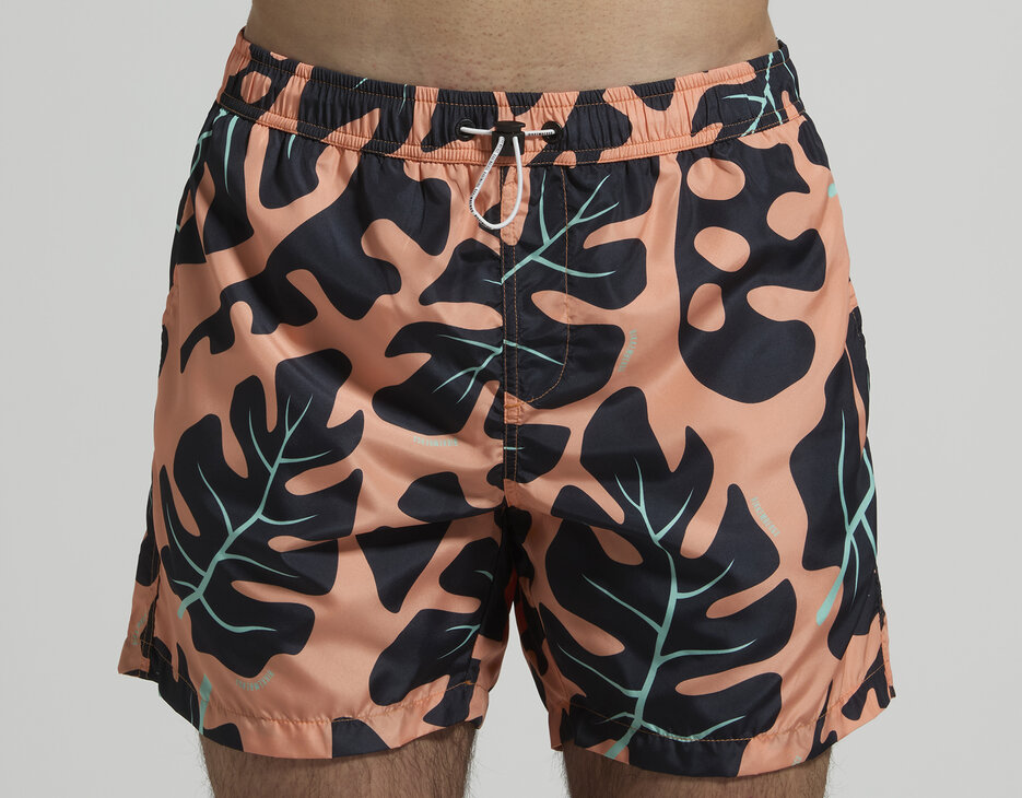 Men&rsquo;s swim shorts with technical drawstring, SALMON, hi-res-1