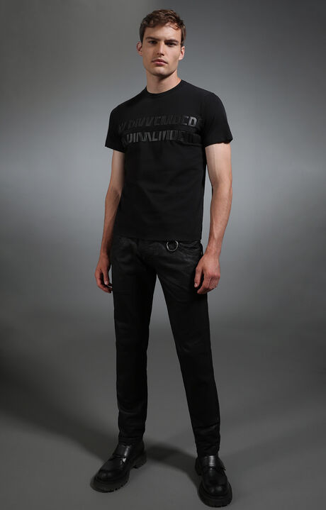 Men's black cotton t-shirt, BLACK, hi-res-1