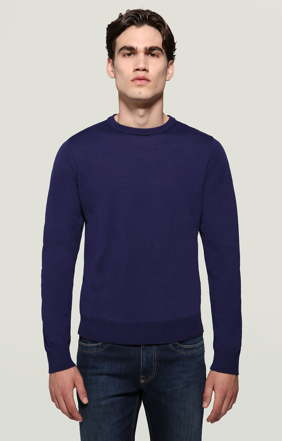 Men's pullover with jacquard motif, BLUE Men's pullover with jacquard motif, BLUE, hi-res-1
