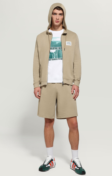 Men's sweatshirt with patch, DARK BEIGE, hi-res-1