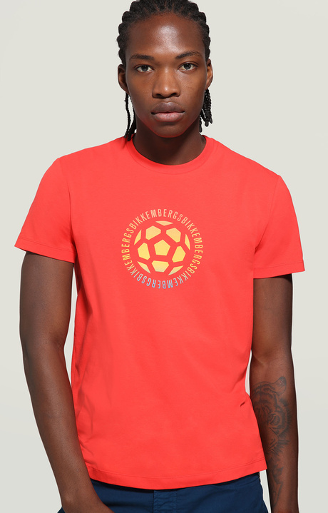 Men's T-shirt flock print, ORANGE, hi-res-1