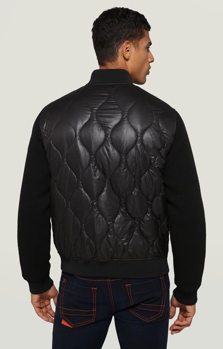 Men's bomber jacket with quilted back, BLACK, hi-res-1