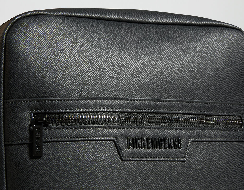 Men's saffiano-effect backpack, BLACK, hi-res-1