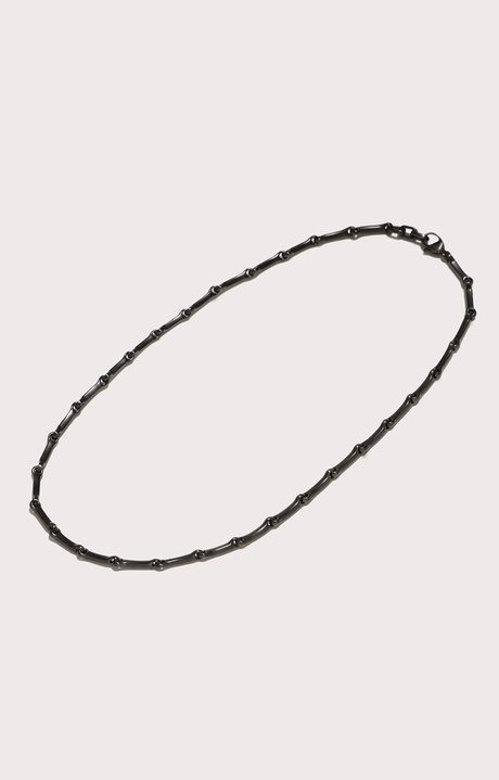Men's necklace with hammered effect, DARK GREY Men's necklace with hammered effect, DARK GREY, hi-res-1