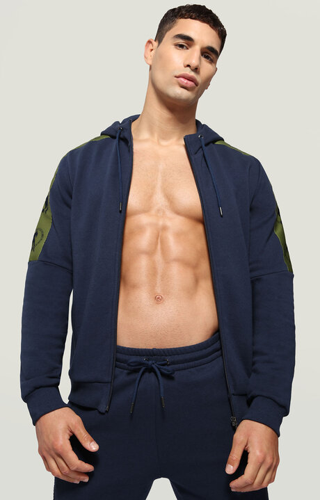 bikkembergs Men's Blue sweatshirt with jacquard tape