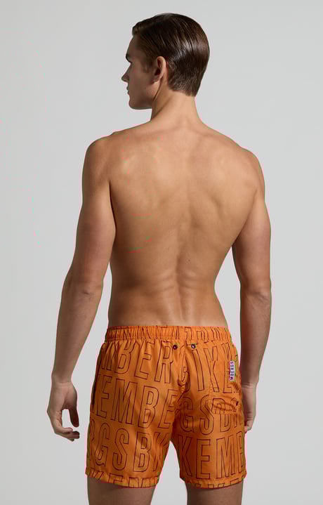 Men's pencil print boardshorts, ORANGE Men's pencil print boardshorts, ORANGE, hi-res-1