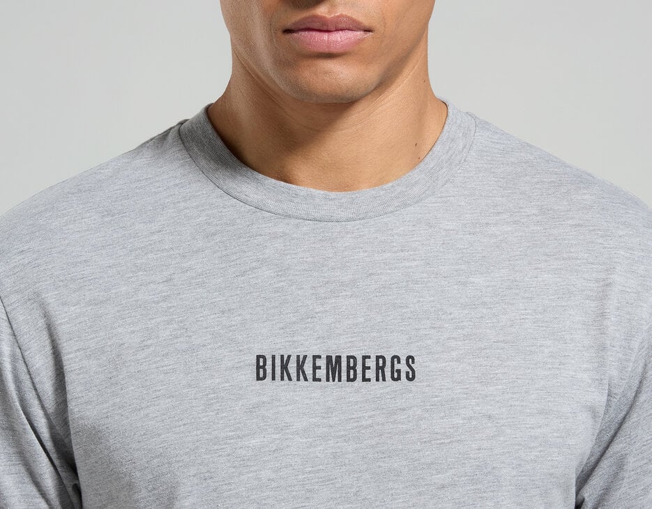 Optical print men's T-shirt, GREY MELANGE MID/LIGH Optical print men's T-shirt, GREY MELANGE MID/LIGH, hi-res-1
