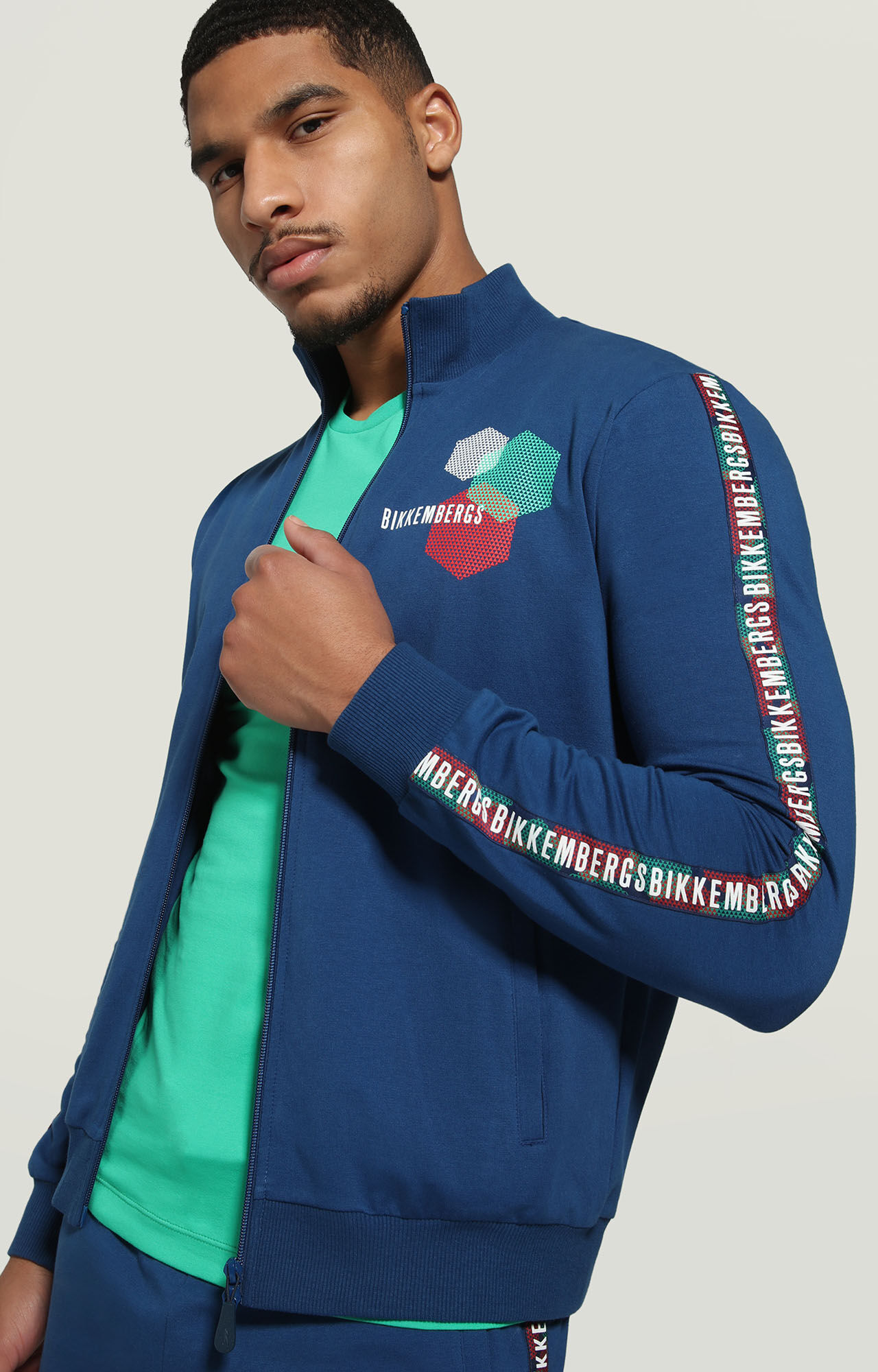 dirk bikkembergs Men's zip sweatshirt with hexagonal print