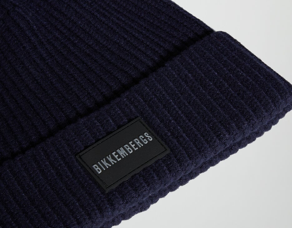 Men's ribbed winter hat, BLUE Men's ribbed winter hat, BLUE, hi-res-1
