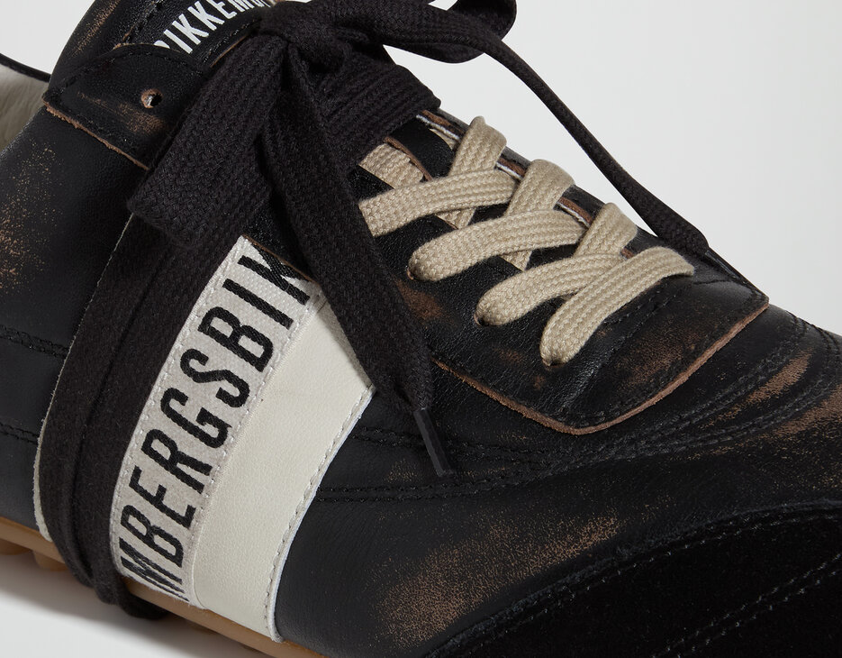 Men's Soccer M distressed leather sneakers, BLACK, hi-res-1