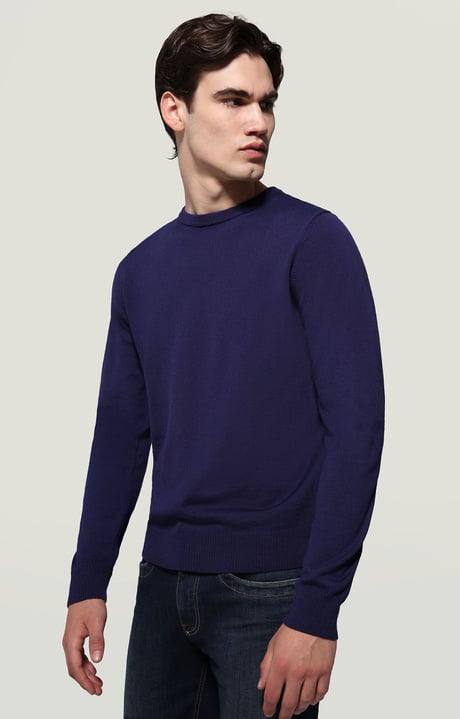 Men's pullover with jacquard motif, BLUE Men's pullover with jacquard motif, BLUE, hi-res-1