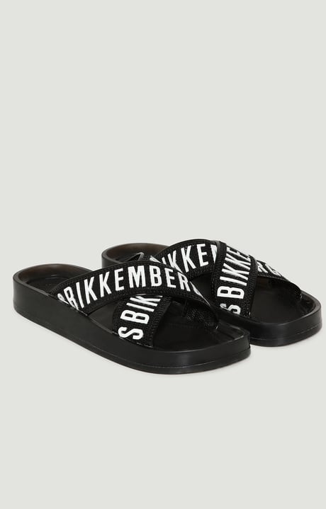 Women's sandals with criss-cross bands, BLACK Women's sandals with criss-cross bands, BLACK, hi-res-1