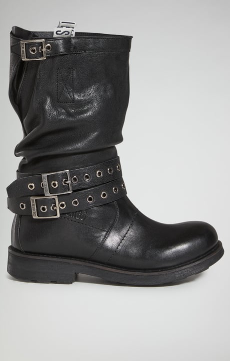 Women’s lined Vintage biker boots , BLACK Women’s lined Vintage biker boots , BLACK, hi-res-1