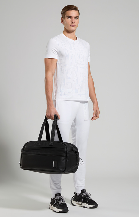 Men's optical print T-shirt, WHITE, hi-res-1