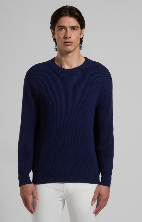 Textured men’s sweater, BLACK IRIS, hi-res-1
