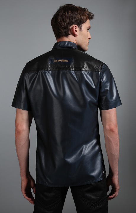 Men's navy short sleeved shirt, NAVY/BLACK, hi-res-1