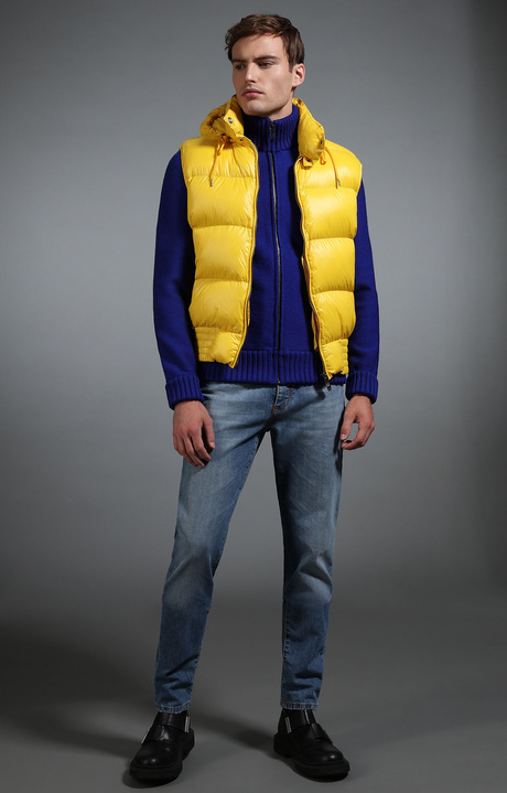 Men's sleeveless yellow down jacket, YELLOW, hi-res-1