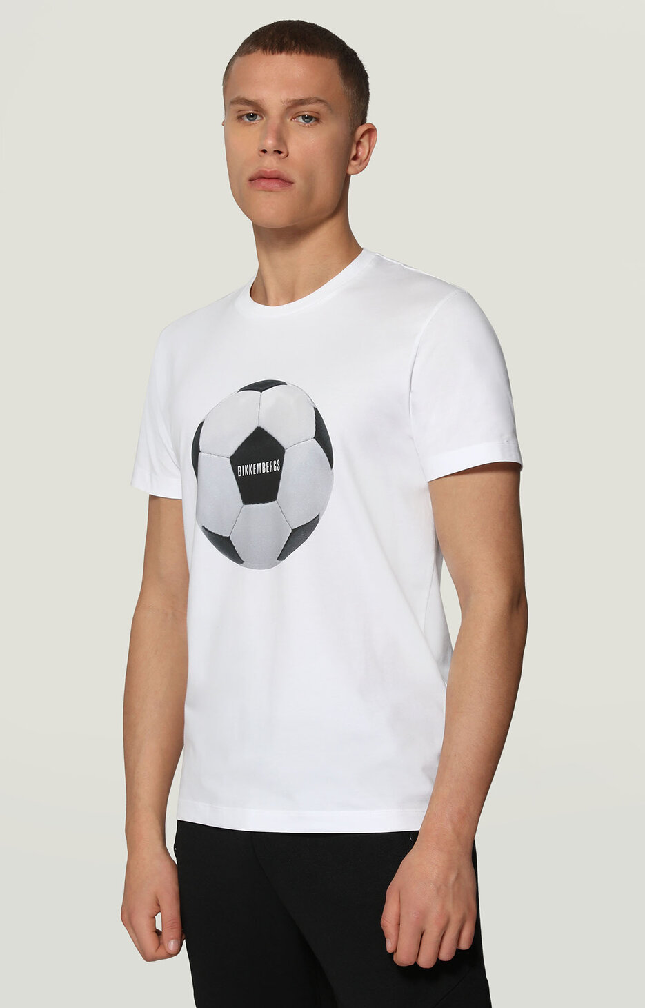 Men's T-shirt with soccer ball print, OPTICAL WHITE Men's T-shirt with soccer ball print, OPTICAL WHITE, hi-res-1