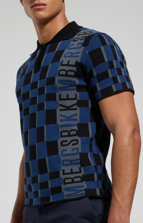 Men's knit polo , BLACK/NAVY/GUNMETAL, hi-res-1