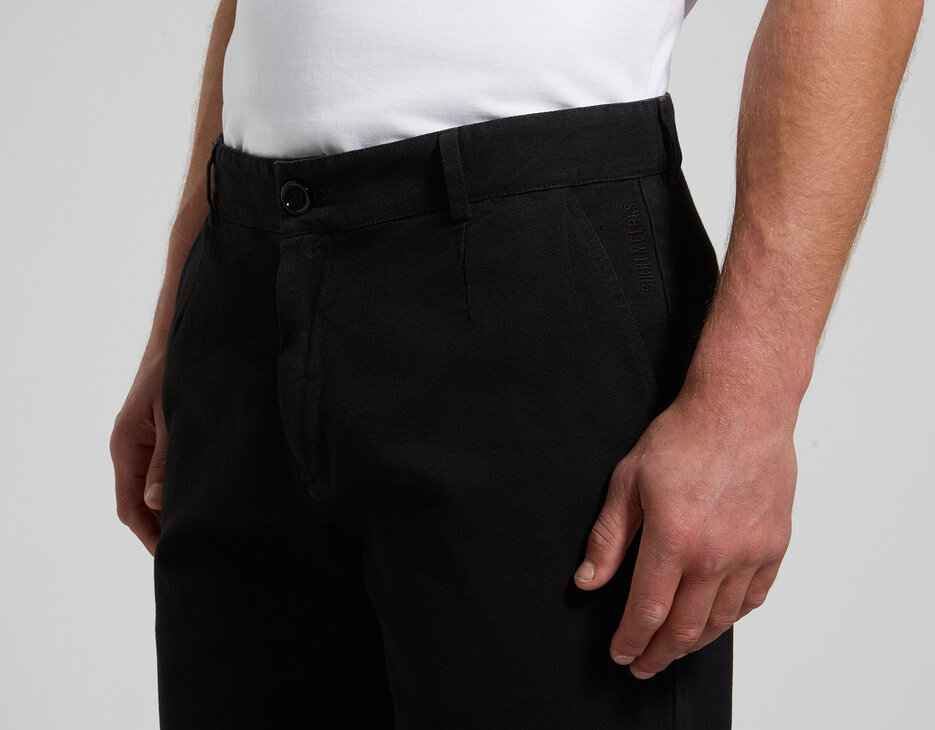 Men's barrel-leg pants, BLACK, hi-res-1