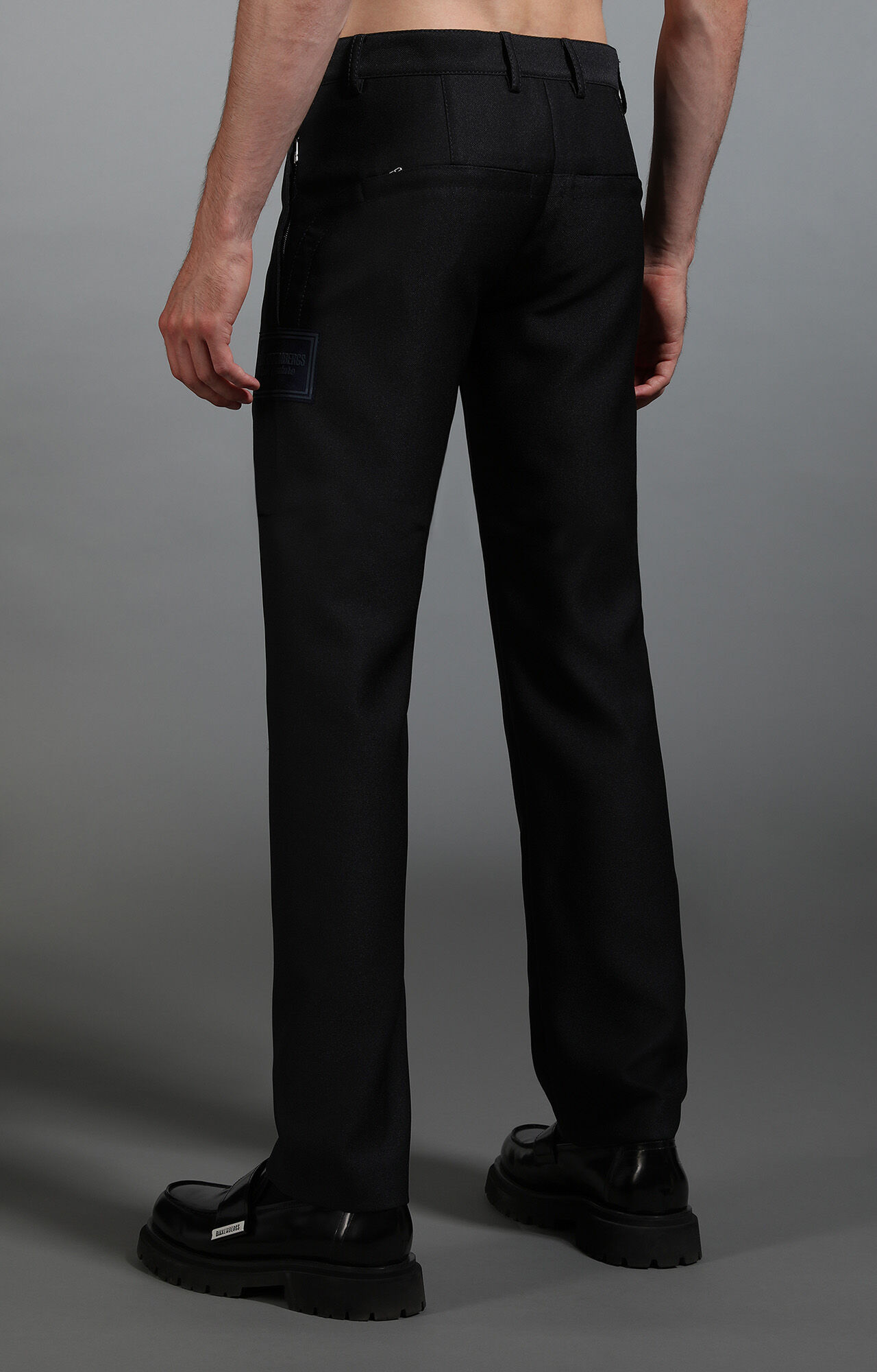 Dirk Bikkembergs dark blue trousers with semi-attached belt