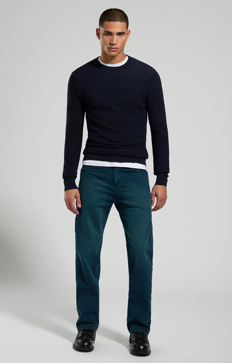 Wide fit men's jeans with laser print, MARINE GREEN, hi-res-1