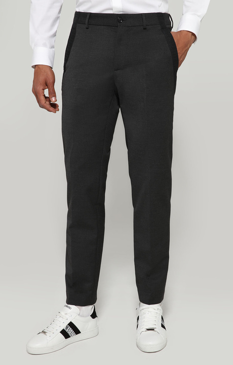 Men's pants with tape detail, DARK GREY MELANGE, hi-res-1