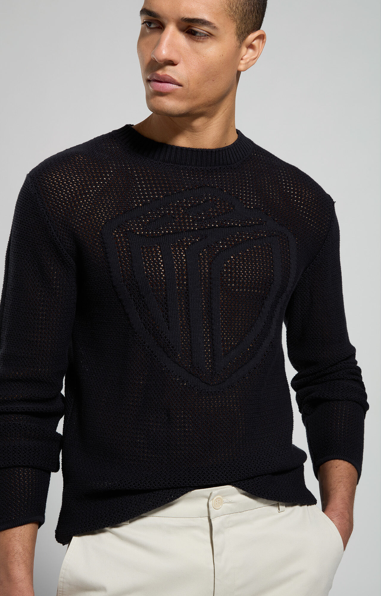 dirk bikkembergs Men's perforated pullover