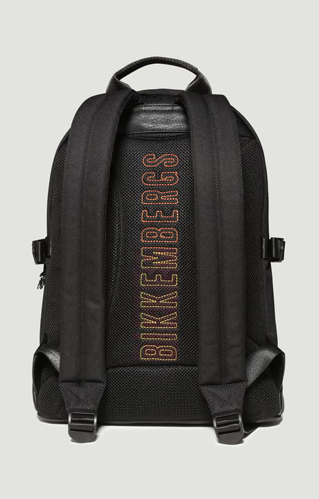 Men's Backpack Bounce in technical fabric, BLACK/ORANGE Men's Backpack Bounce in technical fabric, BLACK/ORANGE, hi-res-1
