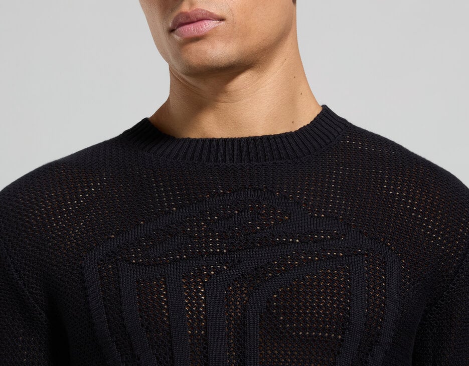 Men's perforated pullover, BLACK Men's perforated pullover, BLACK, hi-res-1