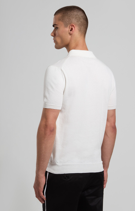 Men's knit polo shirt, WHITE Men's knit polo shirt, WHITE, hi-res-1